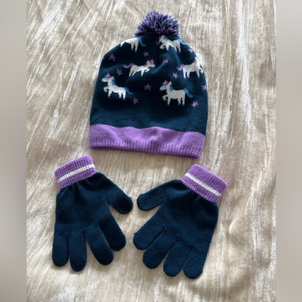 Kids Unicorn Hat and Gloves Set